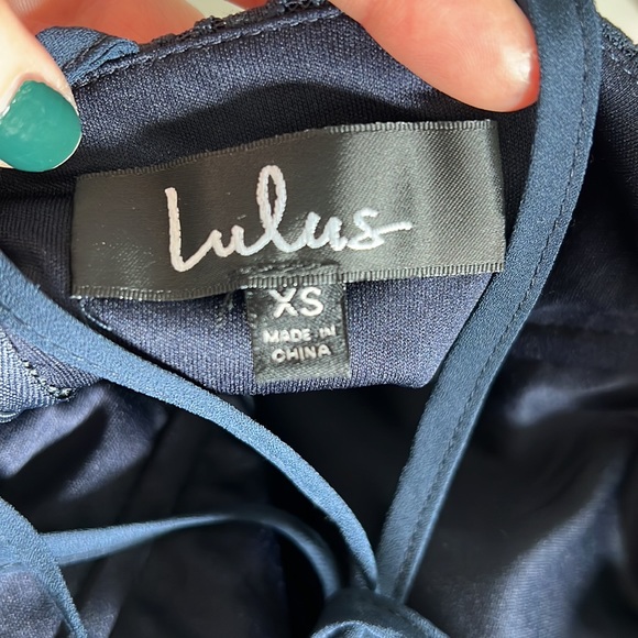 Lulus Navy Lace Dress- MIDI - Picture 9 of 9